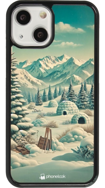 iPhone 13 mini Case Hülle - Vintage Schneebedeckter Berg Iglu