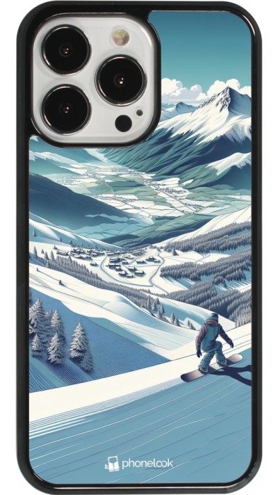 iPhone 13 Pro Case Hülle - Snowboarder Berg