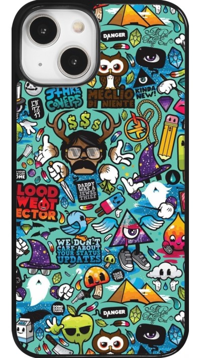 iPhone 14 Case Hülle - Mixed Cartoons Turquoise