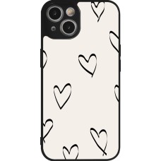 iPhone 14 Case Hülle - Silikon schwarz Valentine 2023 minimalist hearts