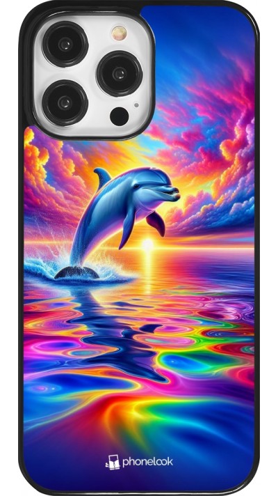 iPhone 14 Pro Max Case Hülle - Glücklicher Regenbogen-Delfin