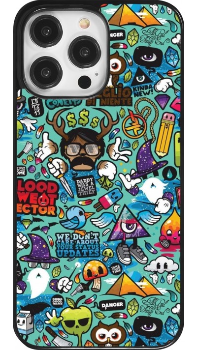 iPhone 14 Pro Max Case Hülle - Mixed Cartoons Turquoise