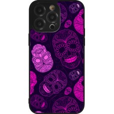 iPhone 14 Pro Max Case Hülle - Silikon schwarz Halloween 2023 pink skulls