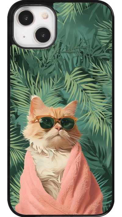 iPhone 14 Plus Case Hülle - Cat Summer Palms