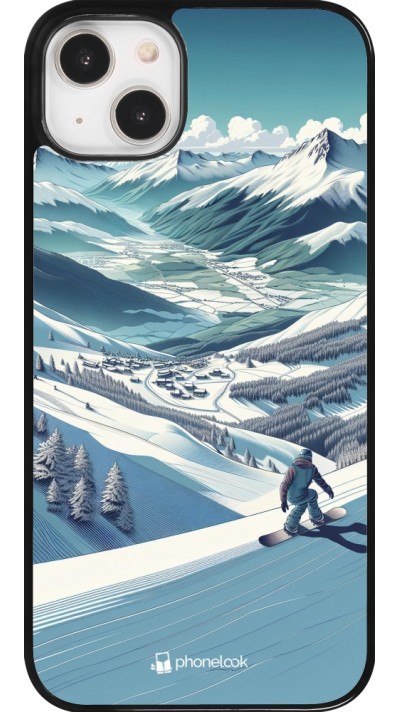 iPhone 14 Plus Case Hülle - Snowboarder Berg