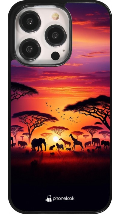 iPhone 14 Pro Case Hülle - Safari Sonnenuntergang Wildtiere