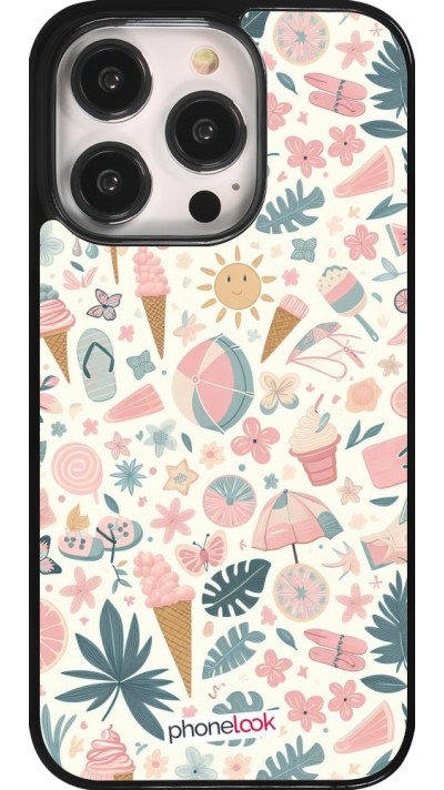 iPhone 14 Pro Case Hülle - Sommer Pink Muster