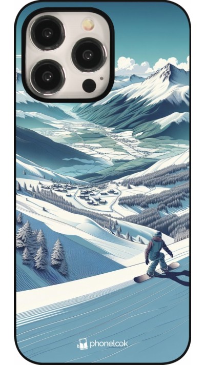 iPhone 15 Pro Max Case Hülle - Snowboarder Berg