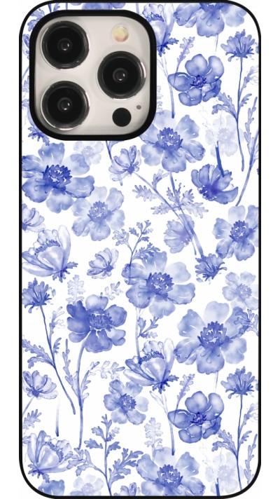 iPhone 15 Pro Max Case Hülle - Spring 23 watercolor blue flowers