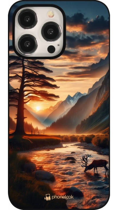 iPhone 15 Pro Max Case Hülle - Tal Sonnenuntergang Hirsch Baum