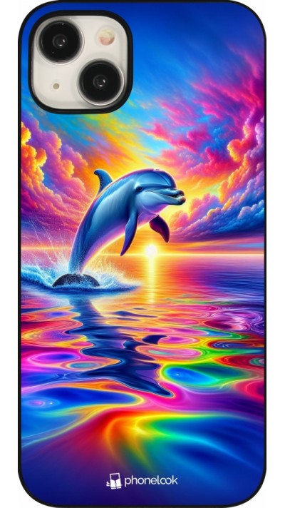 iPhone 15 Plus Case Hülle - Glücklicher Regenbogen-Delfin