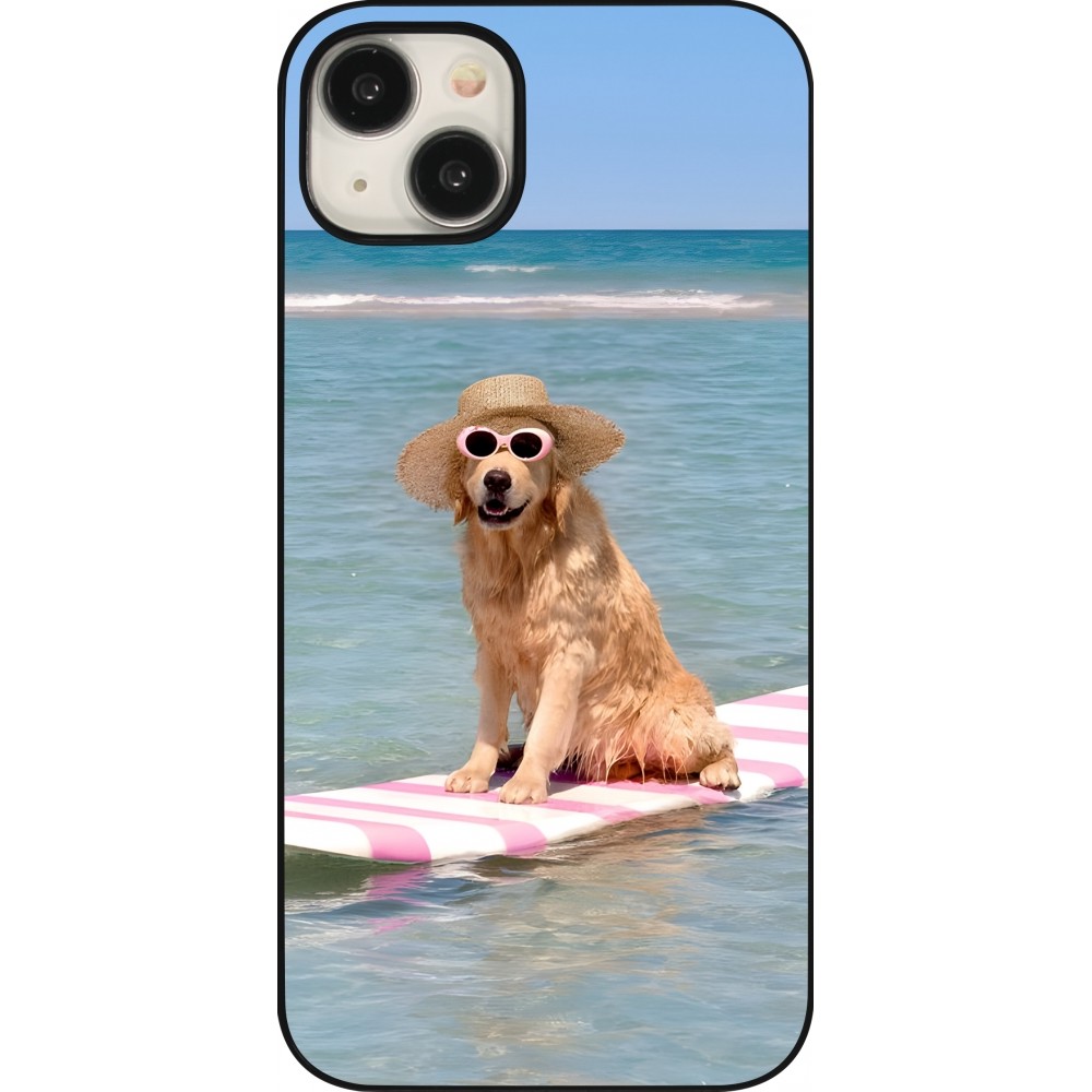 iPhone 15 Plus Case Hülle - Summer Dog on Paddle