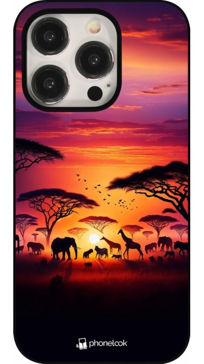 iPhone 15 Pro Case Hülle - Safari Sonnenuntergang Wildtiere