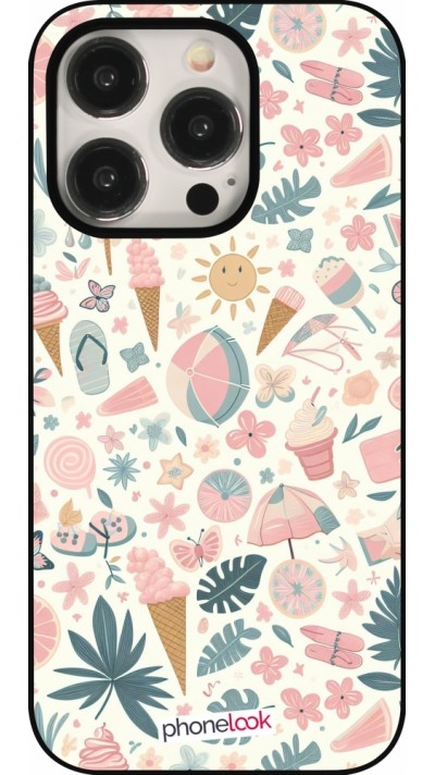 iPhone 15 Pro Case Hülle - Sommer Pink Muster