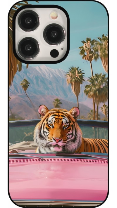 iPhone 15 Pro Case Hülle - Tiger Auto rosa