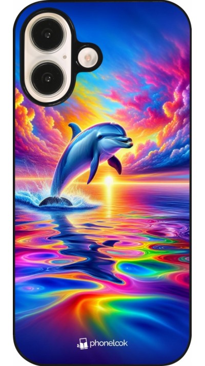 iPhone 16 Case Hülle - Glücklicher Regenbogen-Delfin