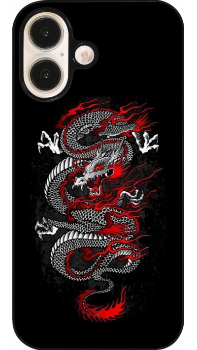 iPhone 16 Case Hülle - Japanese style Dragon Tattoo Red Black