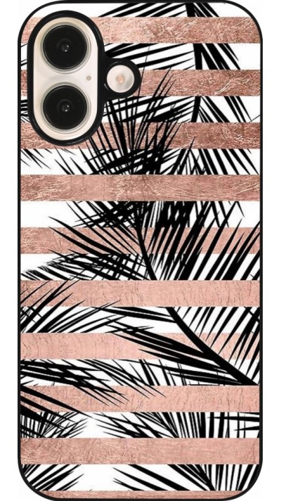 iPhone 16 Case Hülle - Palm trees gold stripes