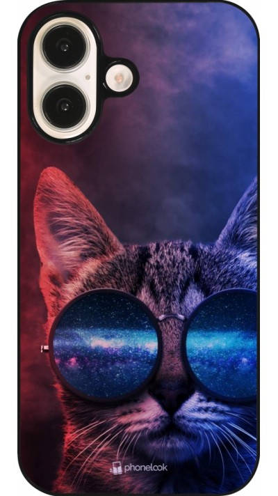 iPhone 16 Case Hülle - Red Blue Cat Glasses