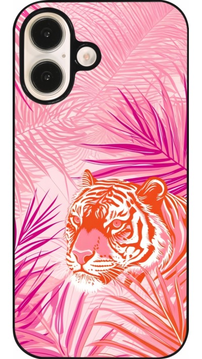 iPhone 16 Case Hülle - Tiger Palmen rosa