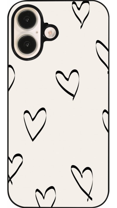 Coque iPhone 16 - Valentine 2023 minimalist hearts