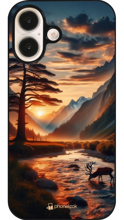 iPhone 16 Case Hülle - Tal Sonnenuntergang Hirsch Baum