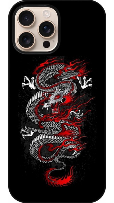 iPhone 16 Pro Max Case Hülle - Japanese style Dragon Tattoo Red Black