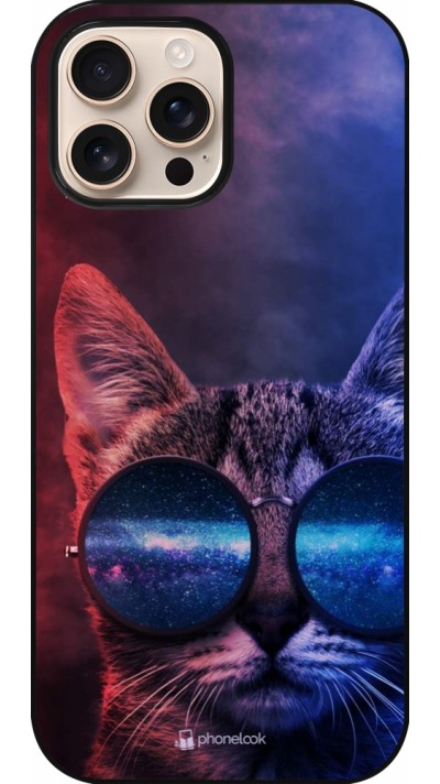 iPhone 16 Pro Max Case Hülle - Red Blue Cat Glasses