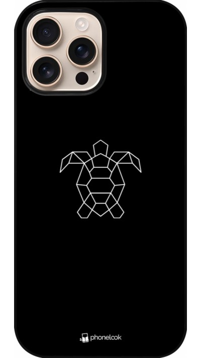 iPhone 16 Pro Max Case Hülle - Turtles lines on black