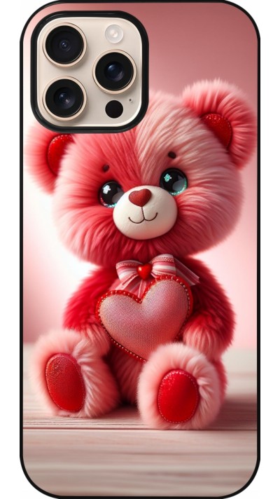 iPhone 16 Pro Max Case Hülle - Valentin 2024 Rosaroter Teddybär