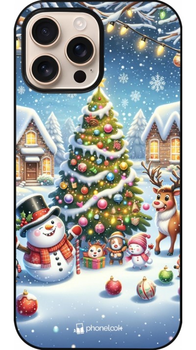 iPhone 16 Pro Max Case Hülle - Weihnachten 2023 Schneemann und Tannenbaum