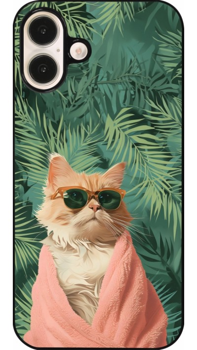 iPhone 16 Plus Case Hülle - Cat Summer Palms