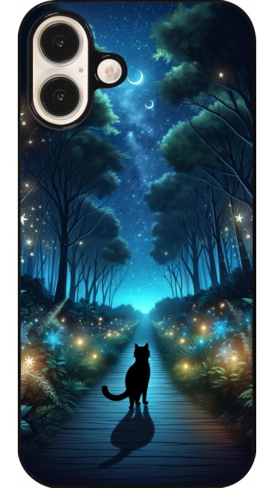 iPhone 16 Plus Case Hülle - Schwarze Katze Spaziergang