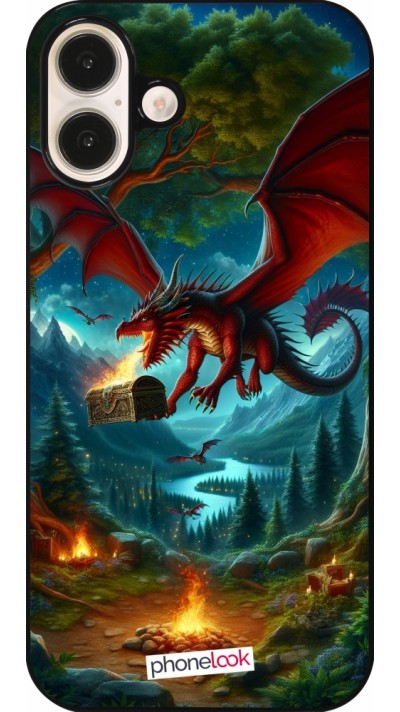 iPhone 16 Plus Case Hülle - Drache Fliegend Wald Schatz