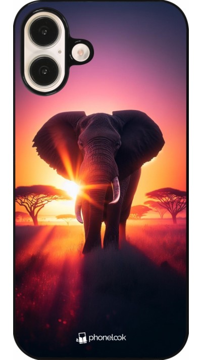 iPhone 16 Plus Case Hülle - Elefant Sonnenaufgang Schönheit