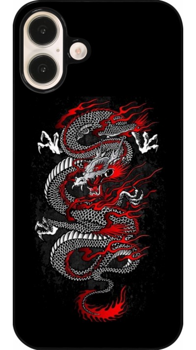 iPhone 16 Plus Case Hülle - Japanese style Dragon Tattoo Red Black