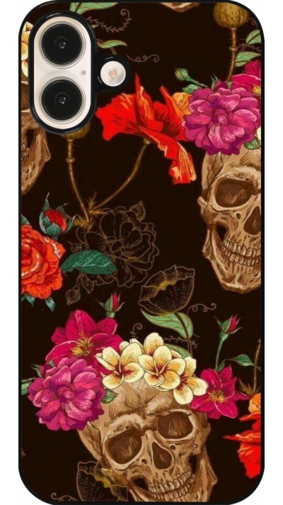 iPhone 16 Plus Case Hülle - Skulls and flowers