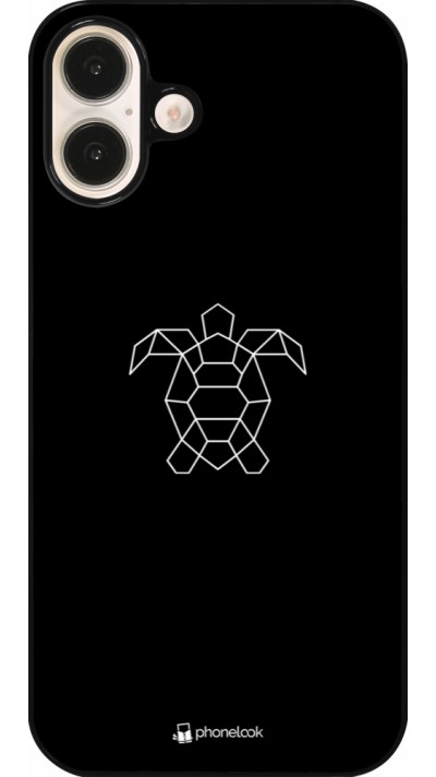 iPhone 16 Plus Case Hülle - Turtles lines on black