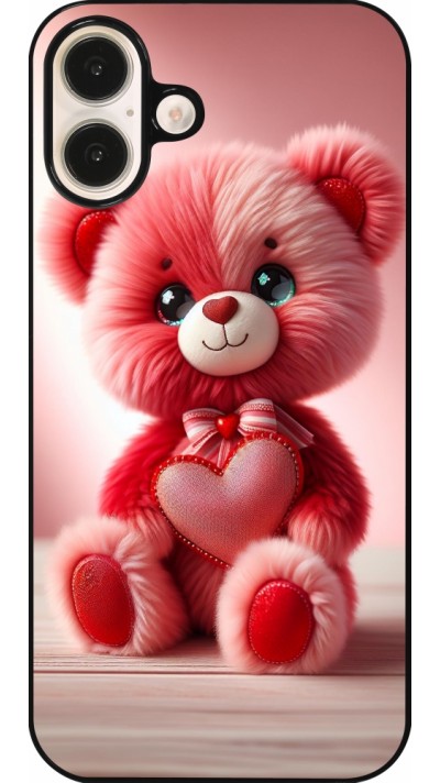 iPhone 16 Plus Case Hülle - Valentin 2024 Rosaroter Teddybär