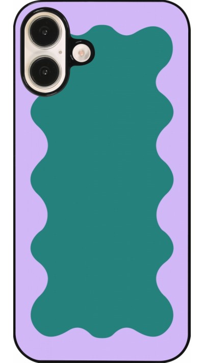 iPhone 16 Plus Case Hülle - Wavy Rectangle Green Purple