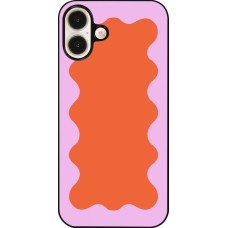 iPhone 16 Plus Case Hülle - Wavy Rectangle Orange Pink