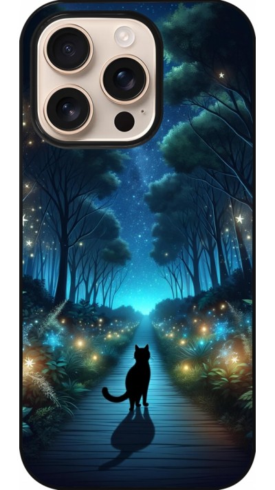 iPhone 16 Pro Case Hülle - Schwarze Katze Spaziergang