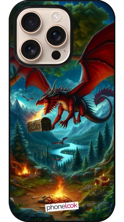 iPhone 16 Pro Case Hülle - Drache Fliegend Wald Schatz