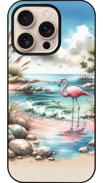 iPhone 16 Pro Case Hülle - Flamingo Aquarell