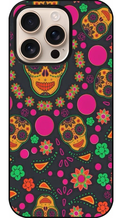 iPhone 16 Pro Case Hülle - Halloween 22 colorful mexican skulls