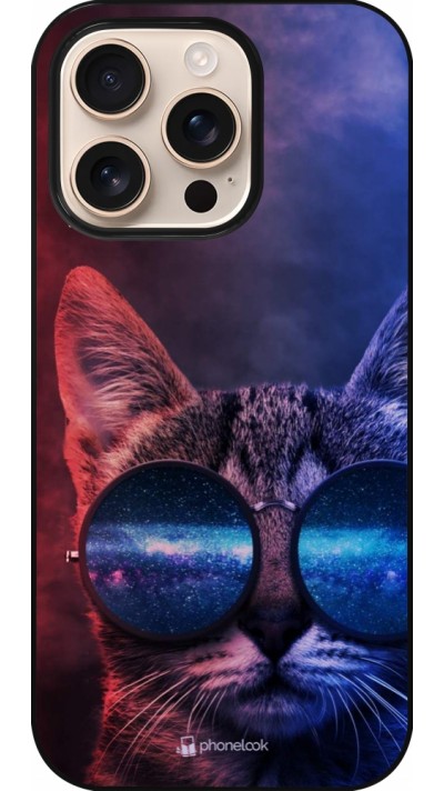 iPhone 16 Pro Case Hülle - Red Blue Cat Glasses