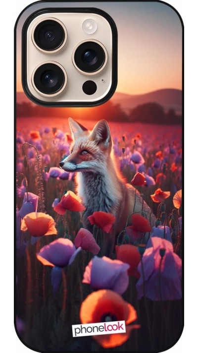 iPhone 16 Pro Case Hülle - Purpurroter Fuchs bei Dammerung