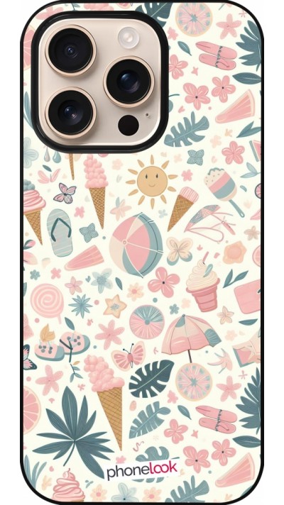 iPhone 16 Pro Case Hülle - Sommer Pink Muster