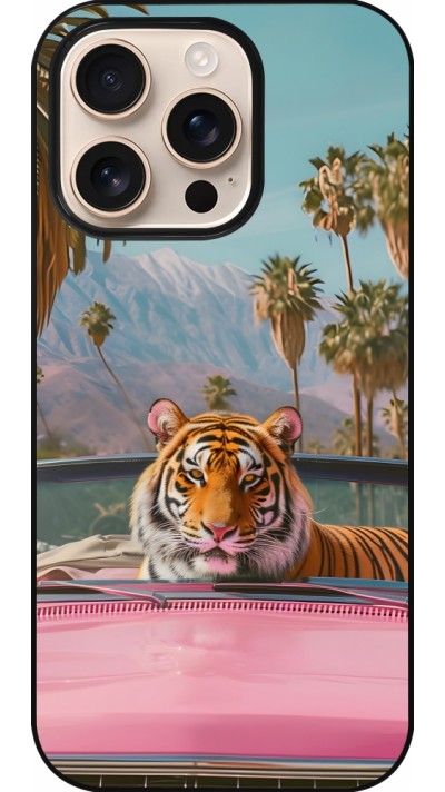 iPhone 16 Pro Case Hülle - Tiger Auto rosa