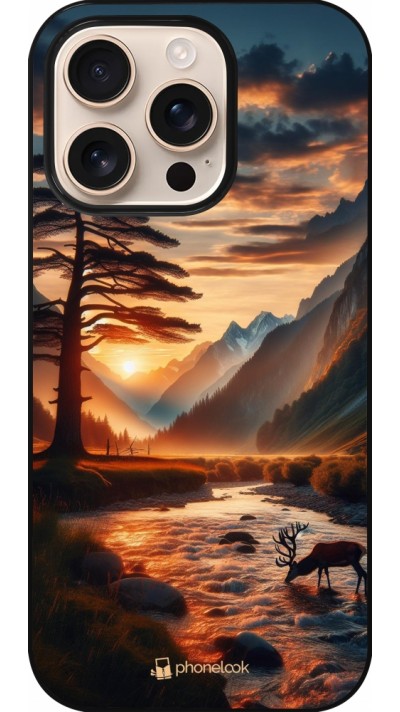 iPhone 16 Pro Case Hülle - Tal Sonnenuntergang Hirsch Baum